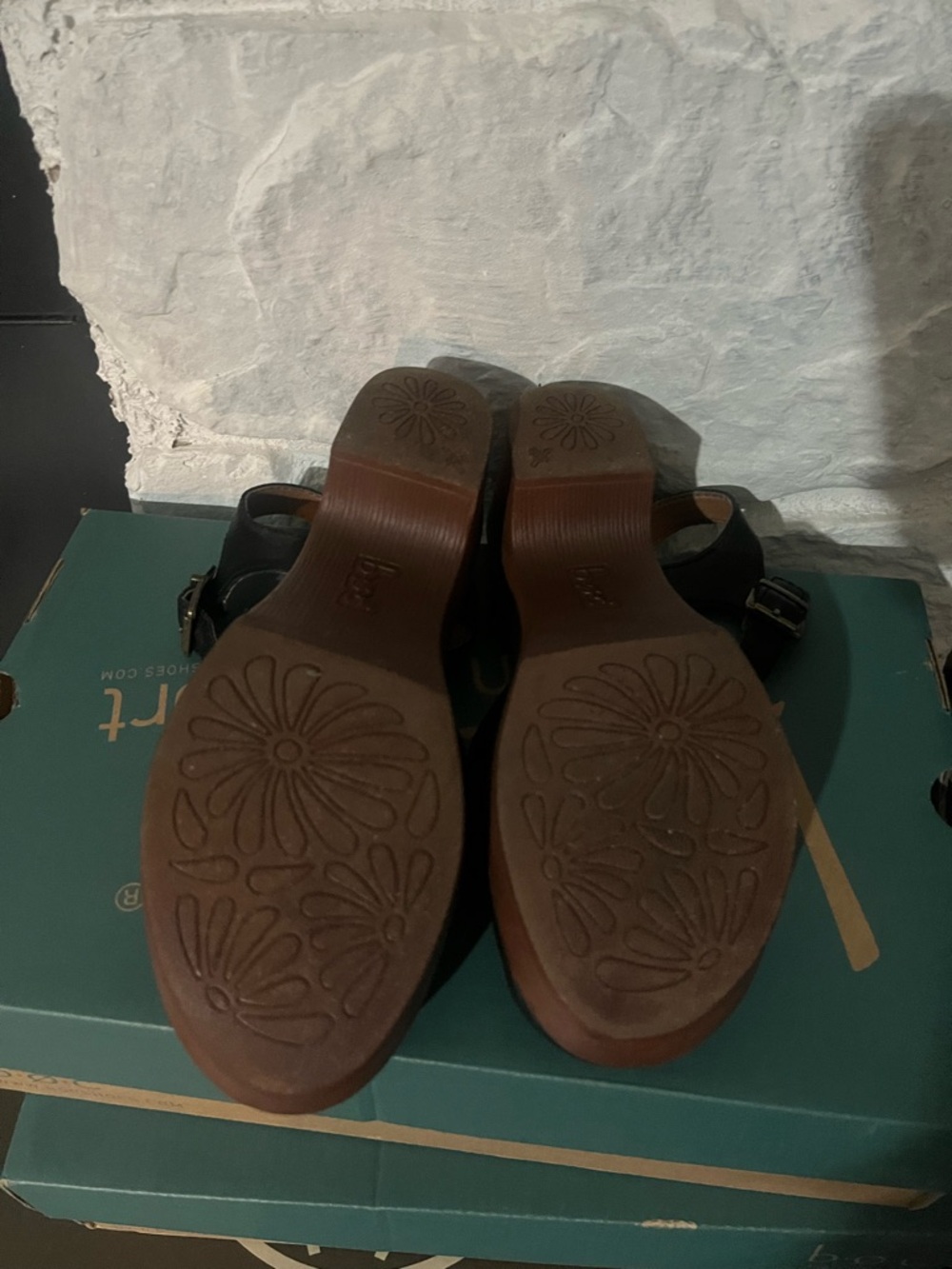 boc Black Leather Ankle-Strap Clogs with Brown Outsole - Picture 5 of 6